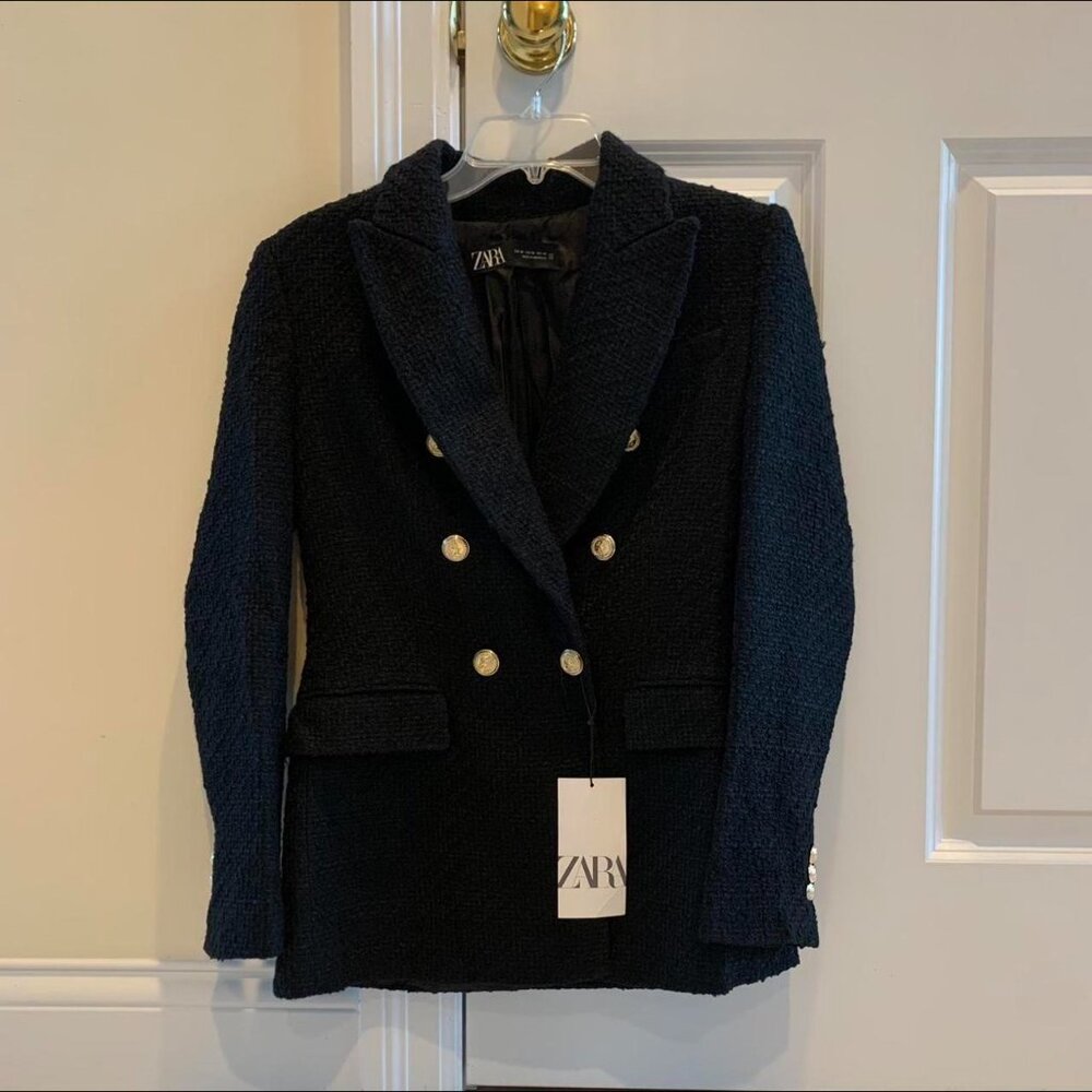 Zara Women's Black and Gold Jacket - Picture 2 of 4